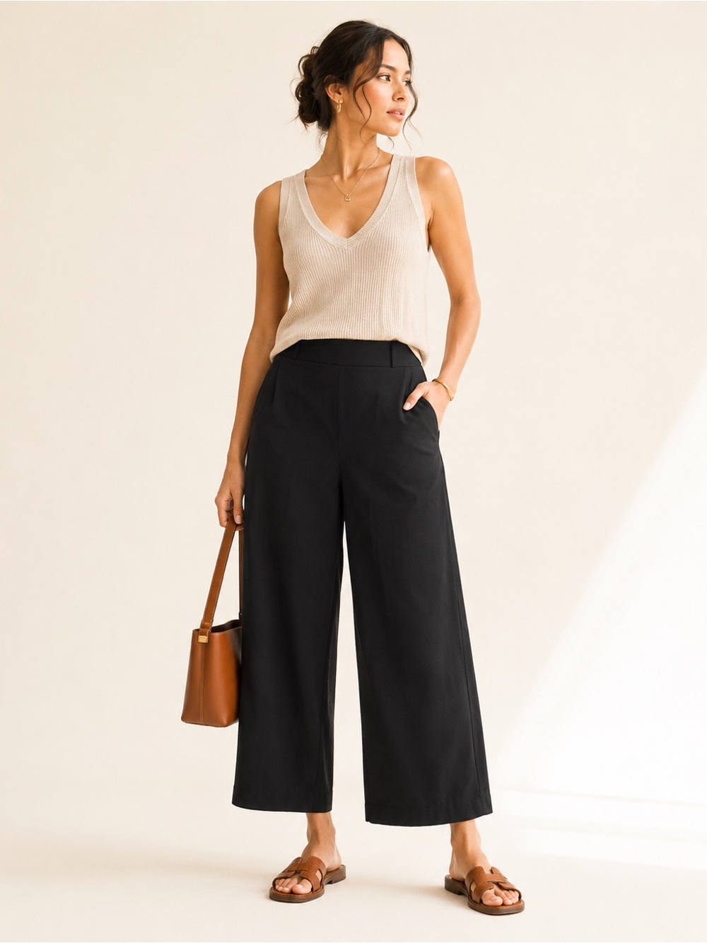 Mack + Liam Architectural Wide Leg Crop Pants Minimalist Plus Size 2X